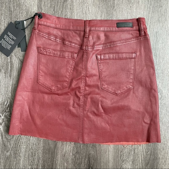 NEW BLANK NYC Burgundy Coated Denim Mini Skirt 28 - Picture 12 of 16